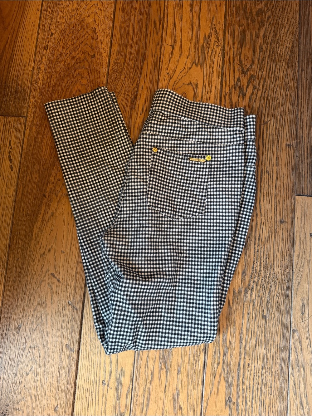 Michael Kors Black and White Gingham Skinny Pants